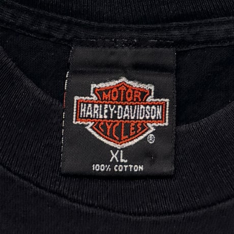 HARLEY DAVIDSON FLAMING ENGINE LINK PRINT ATLANTA BLACK XL 2491
