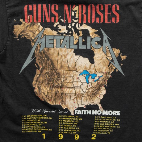 GUNS N’ ROSES × METALLICA × FAITH NO MORE 1992 TOUR FRUIT OF THE LOOM LARGE 7610