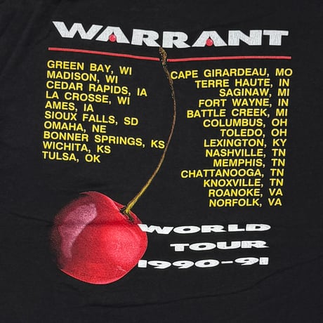 WARRANT CHERRY PIE WORLD TOUR 1990-91 BROCKUM XL 0742