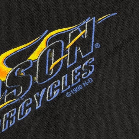 HARLEY DAVIDSON FLAMING EAGLE BLUE EMBLEM LS HANES LARGE 3084