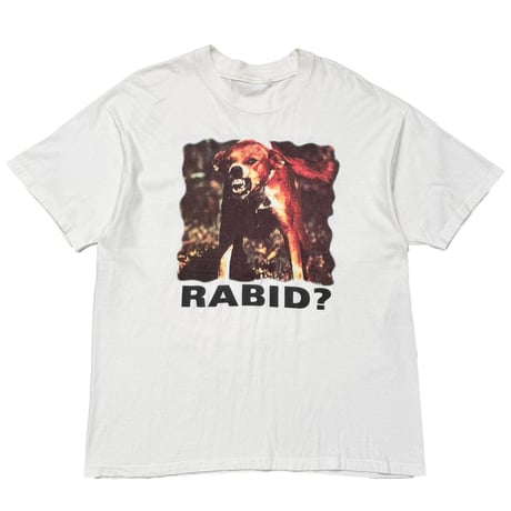 OLD&VINTAGE RABID? DOG PORTRAIT WORLD'S READING VAXXINE WHITE FITS XL A006