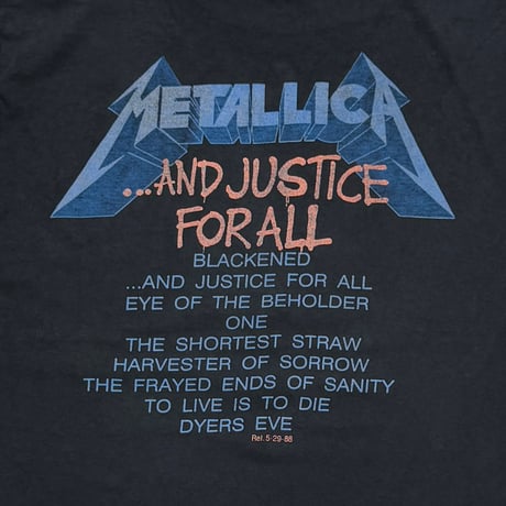 METALLICA 1988 AND JUSTICE FOR ALL METALLICA TAG XL 1258