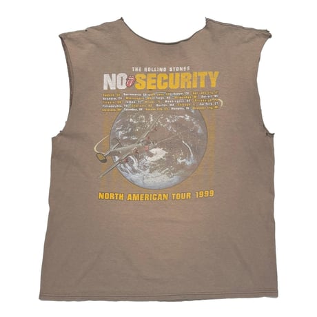 THE ROLLING STONES PADROCK TONGUE NO SECURITY TOUR SLLEVELESS FADED BROWN FITS XL 3278