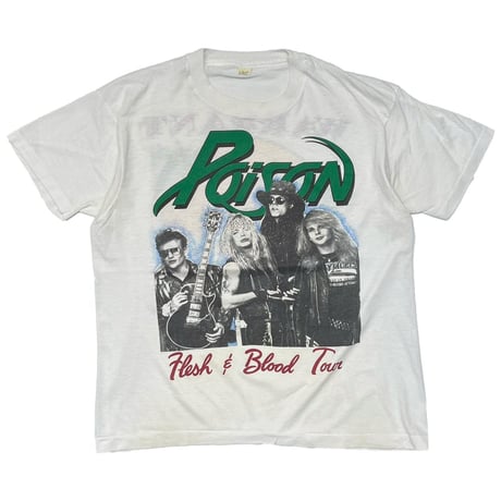 WARRANT × POISON FLESH & BLOOD TOUR BOOTLEG WHITE LARGE 0400