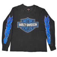 HARLEY DAVIDSON BLUE EMBLEM ARM FLAME LS LARGE NO BACK 1123