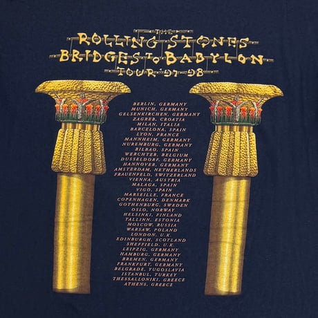 THE ROLLING STONES GOLD TONGUE BRIDGES TO BABYLON WORLD TOUR 97/98 SCREEN STARS NAVY XL 8113