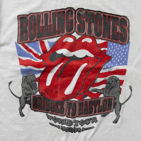 THE ROLLING STONES FLAG AND TONGUE BRIGES TO BABYLON BOOTLEG WHITE ALSTYLE LARGE 3229