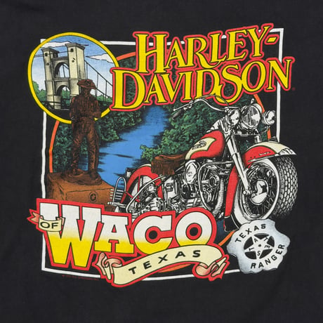 HARLEY DAVIDSON BLUE EMBLEM ARM FLAME WACO OF TEXAS LS LARGE 2904