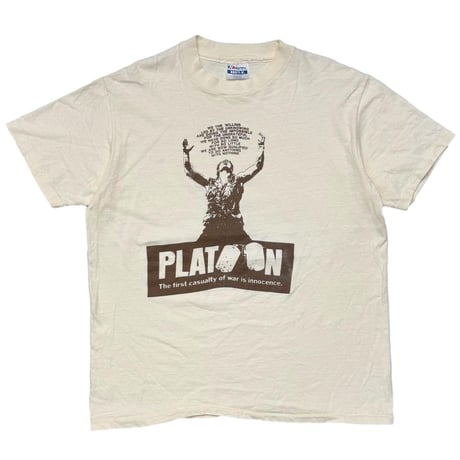 PLATOON MOVIE PROMO PALE YELLOW HANES LARGE 0692