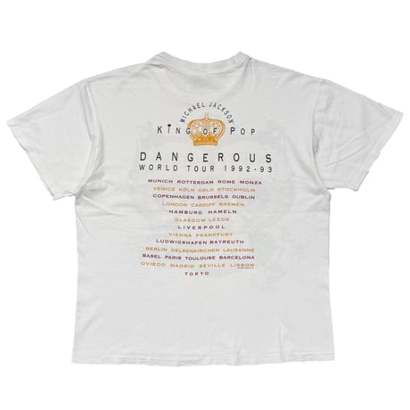 MICHAEL JACKSON DANGEROUS WORLD TOUR 1992-93 WHITE HANES LARGE 3656