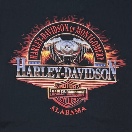 HARLEY DAVIDSON EMBLEM ON FIRE SLEEVE FLAME ALABAMA LS XL 0788