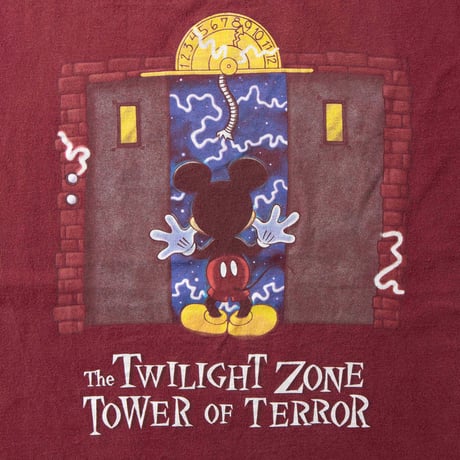 DISNEY VINTAGE THE TWILIGHT ZONE TOWER OF TERROR BURGUNDY FITS XL 1582