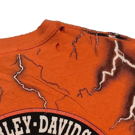 HARLEY DAVIDSON THUNDER & LIGHTNING OVP Nutter Fort ORANGE HANES LARGE 7625