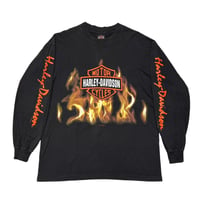 HARLEY DAVIDSON	FLAMING LOGO ARM TEXT LS 1994 LARGE 1172