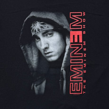 EMINEM THE EMINEM SHOW RED STRIPE TEXT & MONOCHROME FACE 2003 FRUIT OF THE LOOM XL 8175