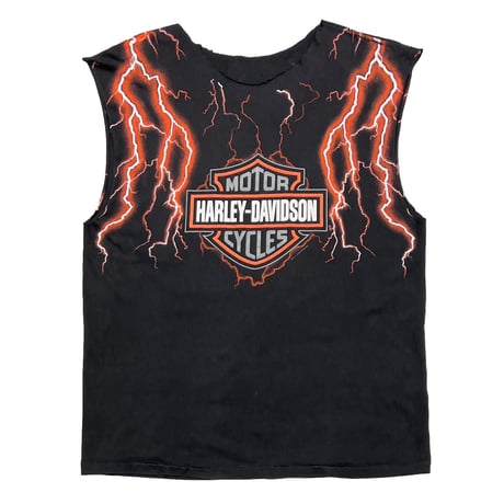 HARLEY DAVIDSON ORANGE THUNDER NEWYORK SLEEVELESS BLACK FITS XL 0596