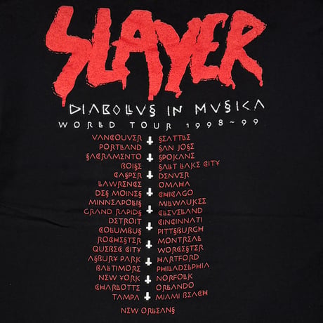 SLAYER DIABOLUS IN MUSICA WORLD TOUR 1998-99 HANES LARGE 7433