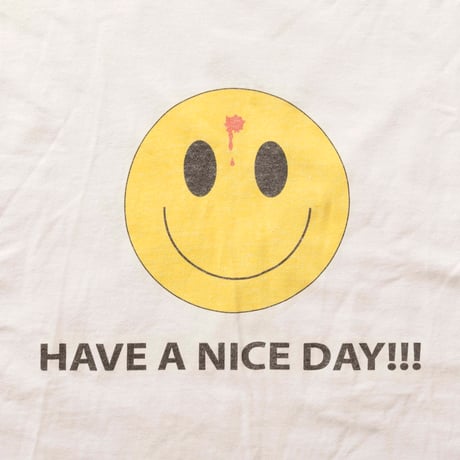 OLD&VINTAGE SMILE HAVE A NICE DAY!! RINGER WHITE GILDAN LARGE 0872