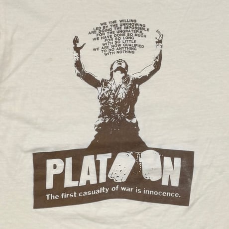 PLATOON MOVIE PROMO PALE YELLOW HANES LARGE 0692