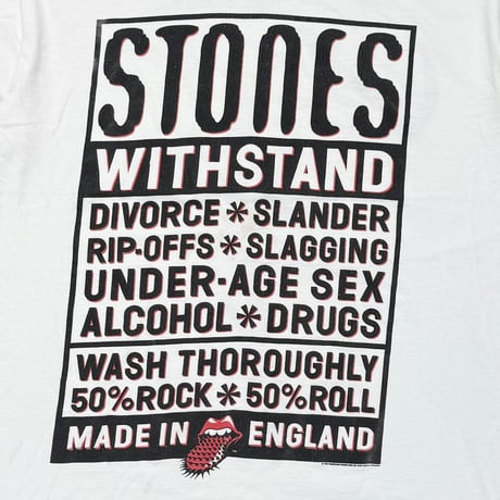 THE ROLLING STONES WITH STAND TEXT & SMALL SPIKE TONGUE WHITE BROCKUM XXL 7562