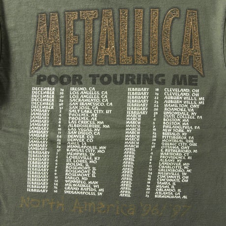 METALLICA POOR TOURING ME OLIVE TULTEX LARGE 1357