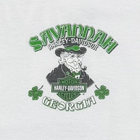 HARLEY DAVIDSON GREEN FLAME BACK SAVANNAH LS WHITE XL 2261