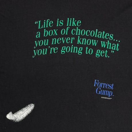 FORREST GUMP LIFE IS LIKE A BOX OF CHOCOLATES BLACK FITS LARGE 2326