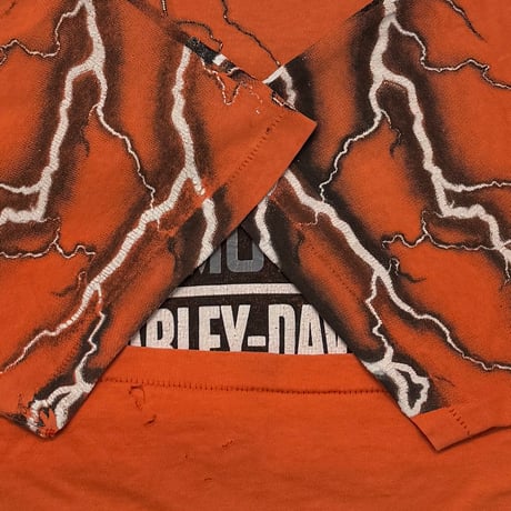 HARLEY DAVIDSON THUNDER & LIGHTNING OVP Nutter Fort ORANGE HANES LARGE 7625