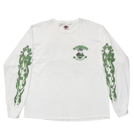 HARLEY DAVIDSON GREEN FLAME BACK SAVANNAH LS WHITE XL 2261