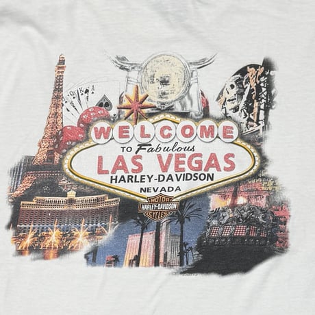HARLEY DAVIDSON WELCOME LAS VEGAS TRUMP DICE FLAME LS WHITE LARGE 1958