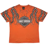 HARLEY DAVIDSON THUNDER & LIGHTNING OVP Nutter Fort ORANGE HANES LARGE 7625