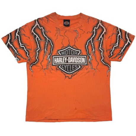 HARLEY DAVIDSON THUNDER & LIGHTNING OVP Nutter Fort ORANGE HANES LARGE 7625