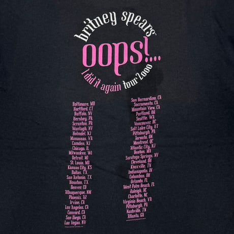 BRITNEY SPEARS OOPS! DID IT AGAIN TOUR 2000 BLACK ALL SPORT LARGE 2283