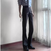 シークレットシューズ用 スタイルアップストレートスラックス  ホワイト ロングパンツ  ブラック コスプレ
