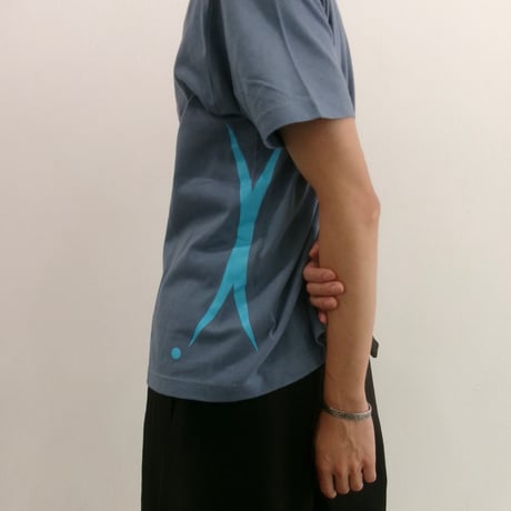 Highleft cross logo T-shirts acid blue