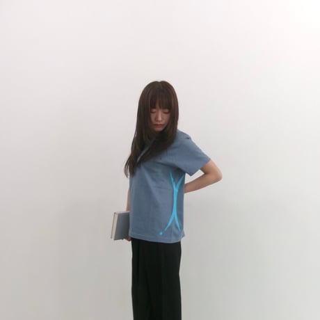 Highleft cross logo T-shirts acid blue