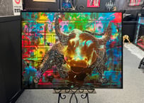 フレームアート　FIGHT BULL DOLLAR 85 X 65CM