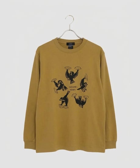 すずめ踊り　ロングスリーブTシャツ　ブラウン