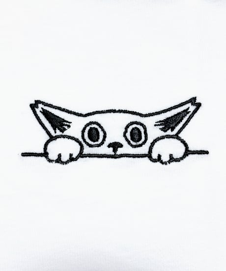 刺繍Tシャツ (ひょっこり猫）
