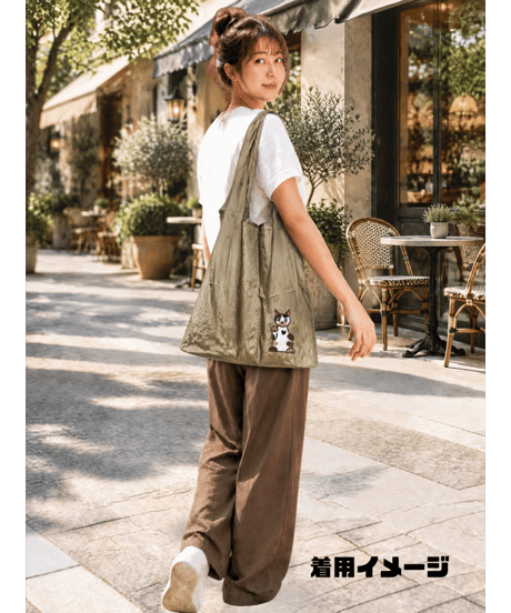 限定品★招き猫刺繍バッグ （茶トラ)