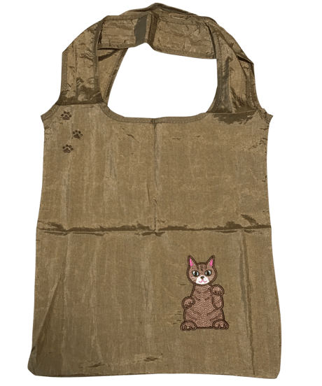 限定品★招き猫刺繍バッグ （茶トラ)