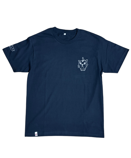 刺繍Tシャツ (お座り猫・ブラック）