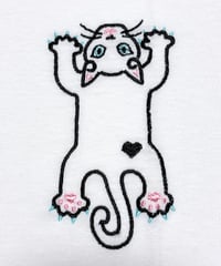 刺繍Tシャツ (フライングCAT・6oz/ホワイト・グレー）