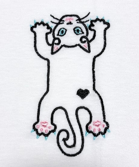 刺繍Tシャツ (フライングCAT・6oz/ホワイト・グレー）