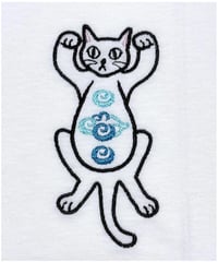 刺繍Tシャツ (バンザイ猫/ホワイト・グレー）