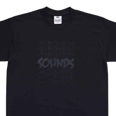 M〜XL Sounds Stacks Logo T Shirts Black × Black