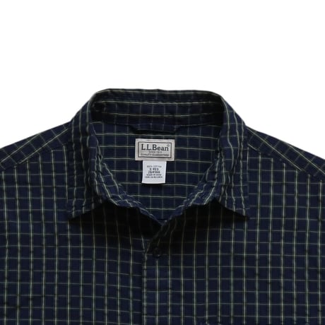 S L.L.Bean Seersucker Check Shirts Navy