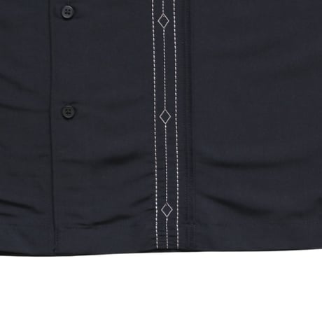 S〜M Cubavera Embroidered Panel Shirts Black