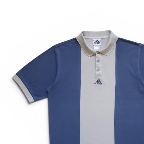 M Adidas 2tone Polo Shirts Blue Grey × Light Beige