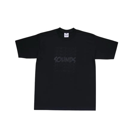 M〜XL Sounds Stacks Logo T Shirts Black × Black